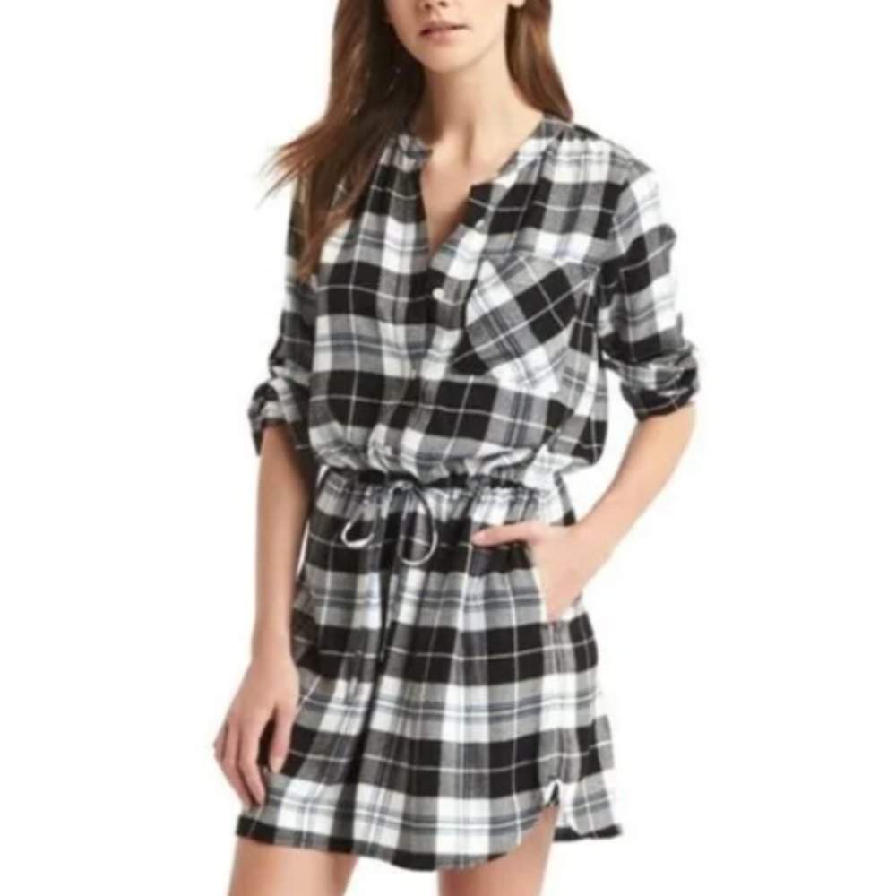 Gap Plaid Tie Waist Shirtdress XS